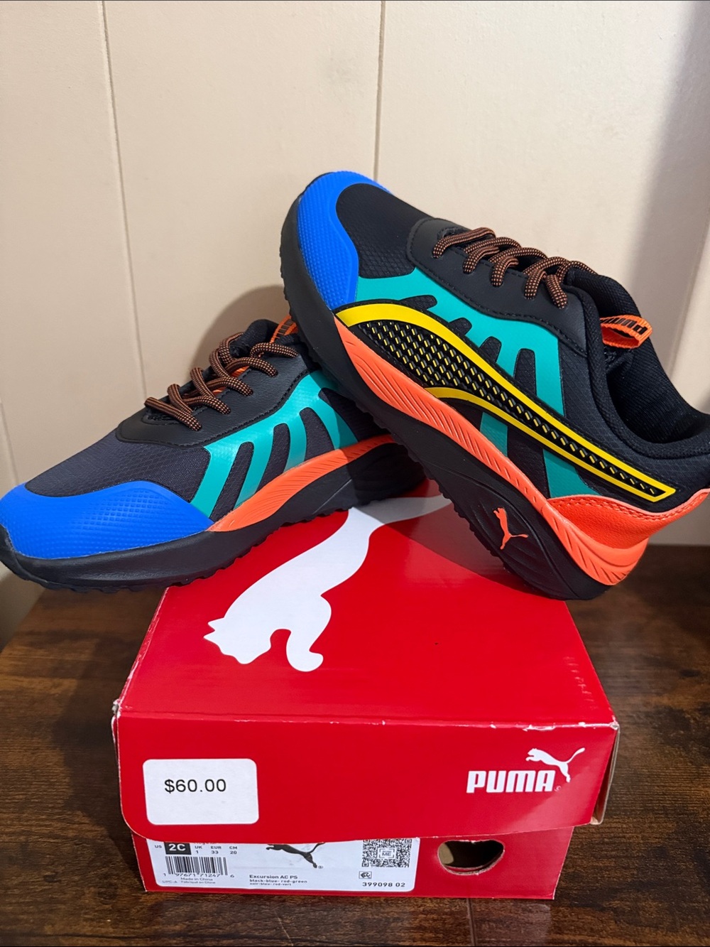 Puma Men's Black/Teal/Blue/Orange Running Sneakers - Picture 2 of 3